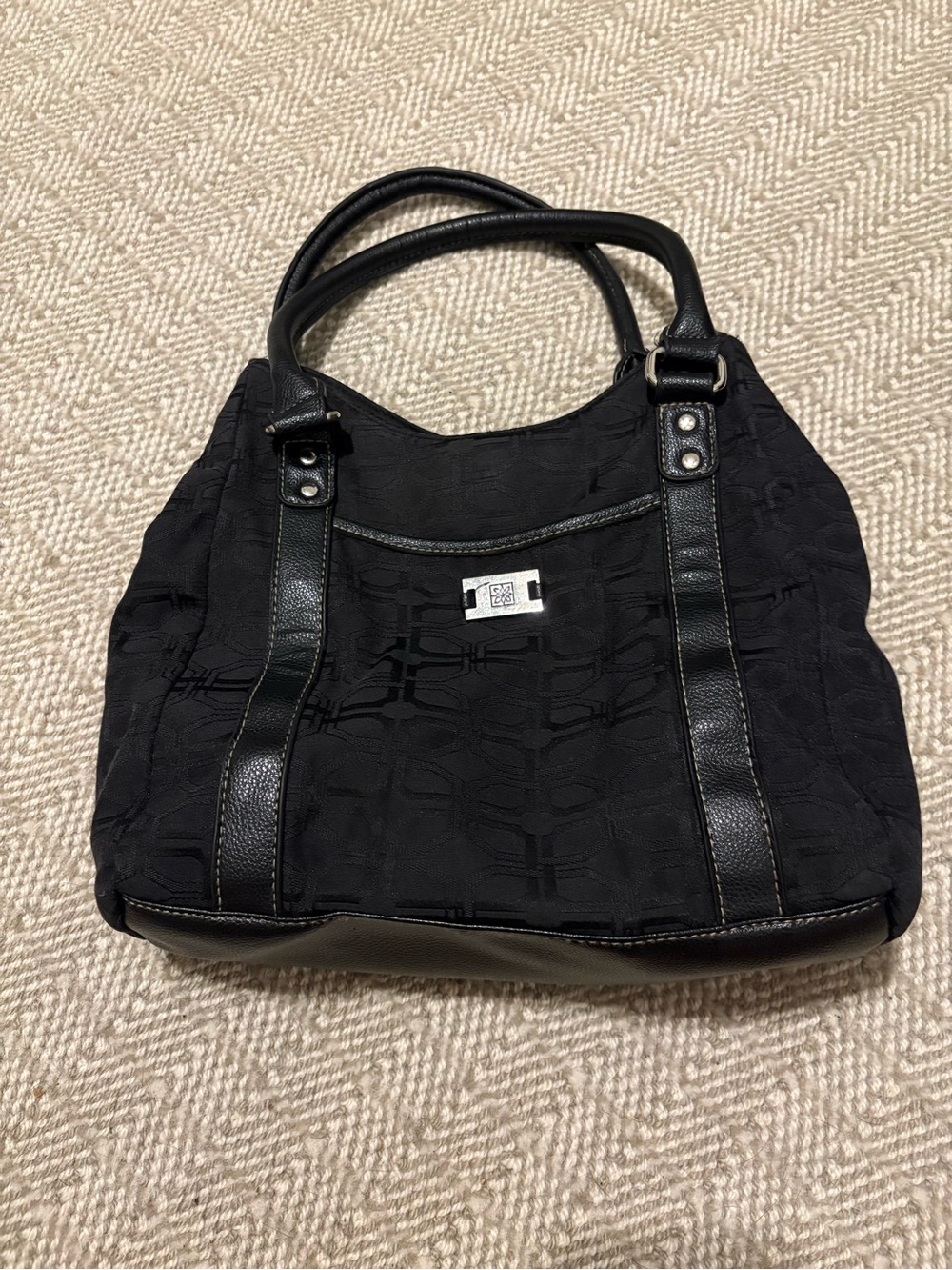 Black Women's Purse with Leather Trim